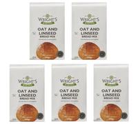 Wright’s Oat & Linseed Bread Mix 500g, Pack Of 5, High Fibre Bread Mix for Bread Machines & Hand Baking, Oats & Linseeds for Healthy, Light Loaves & Rolls, Suitable for Vegetarians