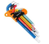 WrightFits Allen Key Set | 9 Pieces Diamond Cut Metric & Imperial Hex Key Set | Color Coded - Long Arm Rubber Coated Hexagon Key -L- Allen Keys - Hand Tool (9 PCs)