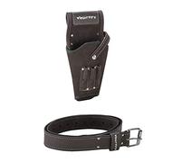 WrightFits Leather Drill Holster Right-Left - Work Tool Pouch bit Holder with Supporting Belt (2 in 1)| for Builders, Carpenters, Gardeners, Electricians