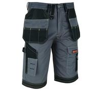 WrightFits Men Holster Work Shorts - Heavy Duty Safety Combat Cargo Summer Shorts - Multi Pockets - Triple Stitched - Durable Workwear Grey 42 W