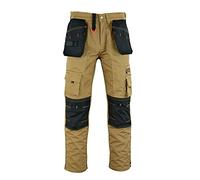 WrightFits Men Holster Work Trousers Khaki - Heavy Duty Safety Combat Cargo Pants - Multi Pockets - Knee Pad Pockets - Triple Stitched - Durable Workwear (34W X 33L)