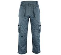WrightFits Men Pro-11 Work Trousers Grey - Heavy Duty Safety Combat Cargo Pant - Multi Pockets & Knee Pad Pockets - Triple Stitched -Durable Work wear (38W X 31L, Grey)
