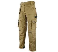WrightFits Men Pro-11 Work Trousers Khaki - Heavy Duty Safety Combat Cargo Pant - Multi Pockets & Knee Pad Pockets - Triple Stitched -Durable Work wear (34W X 33L, Khaki)