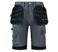 WrightFits Men Pro Builder Work Shorts - Black - Heavy Duty Safety Combat Cargo Summer Shorts - Multi Holster Pockets - Triple Stitched Durable Workwear