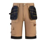 WrightFits Men Pro Builder Work Shorts - Black - Heavy Duty Safety Combat Cargo Summer Shorts - Multi Holster Pockets - Triple Stitched Durable Workwear