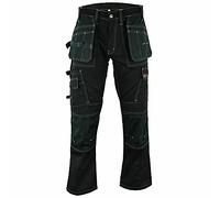 WrightFits Men Pro Builder Work Trousers Black - Heavy Duty Safety Combat Cargo Pants - Knee Pad Pockets - Triple Stitched - Durable Workwear (48W X 31L, Black)