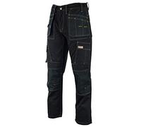 WrightFits Men Pro Builder Work Trousers Black - Heavy Duty Safety Combat Cargo Pants - Knee Pad Pockets - Triple Stitched - Durable Workwear (32W X 31L, Black)