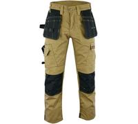 WrightFits Men Pro Builder Work Trousers Khaki - Heavy Duty Safety Combat Cargo Pants - Multi Pockets - Knee Pad Pockets - Triple Stitched - Durable Workwear (30W to 42W) (42W X 31L)