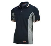 WrightFits Men’s Essentials Outdoor Work Polo Shirt - 2-Tone Black & Grey Short Sleeve Workwear Polo Shirt for Men, Breathable Polyester, Lightweight Comfort, Regular Fit for Everyday Use