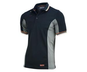 WrightFits Men’s Essentials Outdoor Work Polo Shirt - 2-Tone Black & Grey Short Sleeve Workwear Polo Shirt for Men, Breathable Polyester, Lightweight Comfort, Regular Fit for Everyday Use