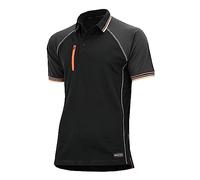 WrightFits Men Work Polo T Shirt Core-Active 2-Tone Black & Grey Regular-Fit Lightweight Short-Sleeve (L)