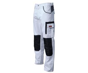 WrightFits Olympian Decorators Trousers for Men - Durable Workwear with Knee Pads Pockets - Combat Trousers in White (38W X 33L)