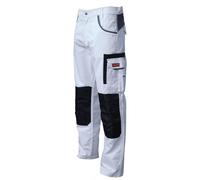 WrightFits Olympian Painters Trousers for Men - Decorators Workwear with Knee Pads Pockets - Combat Style in White (30W - 42W)