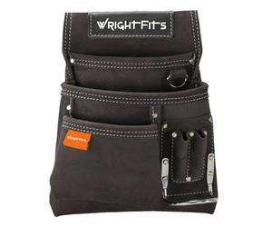 WrightFits Tool Pouches with Multi Pockets | Leather Tool Belt Pouch | Hammer Holder and Nail Pouch Organiser for Builders, Carpenters, Gardeners, Electricians- Dark Brown