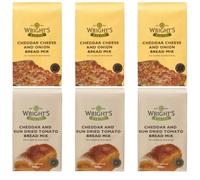 Wright's Baking Bread Mix Selection Cheddar & Sundried Tomato 3X500g & Cheddar & Onion 3X500g - For Homemade Breads, Pizza Bases, Rolls & Loaves, Vegetarian, Bread Machine & Hand-Baking (NP)