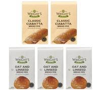 Wright's Baking Bread Mix Selection Pack 5x500g - 02 Ciabatta & 03 Oat linseed Mixes