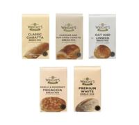 Wright's Baking Bread Mix Selection Pack 5X500g - Bread Mix Variety Bundle Including White, Ciabatta, Focaccia, Cheddar & Tomato, and Oat & Linseed for Easy Bread Machine or Hand Baking
