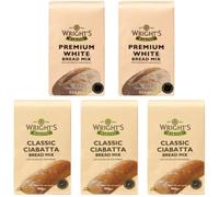 Wright's Baking Bread Mix Selection Pack 5x500g - Premium White Mix 02 & Ciabatta Mix 03 Packs (NP)