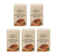 Wright's Baking Cheddar and Sun Dried Tomato Bread Mix 5X500g - Easy Savoury Bread Mix for Machine or Hand Baking - Just Add Water for a Delicious - Flavourful Loaf (NP)