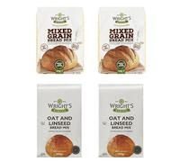 Wright's Baking Selection Pack (2 Packs Mixed Grain Bread Mix 500g + 2 Packs Oat & Linseed Bread Mix 500g) | For Machine or Hand Baking