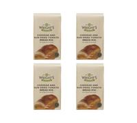 Wrights Cheddar and Sundried Tomato Bread Mix - Savoury Loaf Blend- Made with UK & Canadian Wheat with Real Cheese and Sundried Tomatoes - Suitable for Vegetarians (4X500G)