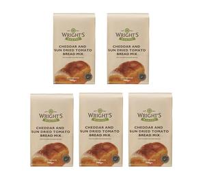 Wright's | Cheddar & Sundried Tomato Bread Mix 5X500g | includes Cheddar cheese with Mediterranean sundried tomatoes, onions, herbs and garlic | Suitable for vegetarians (NP)