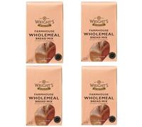 Wright's Farmhouse Wholemeal Bread Mix 4X500g - Stoneground Wheat Flour Blend for Homemade Bread, Bread Maker & Hand Baking - High Fiber, Freezable & Vegetarian (NP)