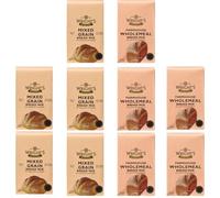 Wright's Farmhouse Wholemeal bread mix 5X500g & Wright's Mixed Grain Bread Mix 5X500g - High-Fibre Flour with Seeds & Grains - Just Add Water - For Bread Machine & Hand Baking - Loaves, Rolls & Pizza