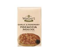 Wrights Garlic and Rosemary Focaccia Bread Mix - Authentic Mediterranean Inspired Loaf for Bread Machines or Hand Baking - Suitable for Vegetarians - Freezer Friendly (500G)