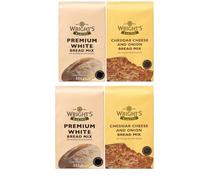Wright's selection 2 pack Each | Premium White Bread Mix 2X500g And cheddar and onion bread mix 2X500g | Simply Add Oil and Water | For Machine or Hand Baking | Suitable for Vegetarians (NP)