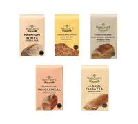 Wright's selection Bread Mix pack 5X500g Premium White | Cheddar Cheese & Sundried Tomato | cheddar and onion | Wholemeal | Ciabatta (NP)