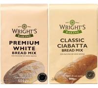 Wright's selection pack | Premium White Bread Mix And Ciabatta Bread Mix | Simply Add Oil and Water | For Machine or Hand Baking | Suitable for Vegetarians