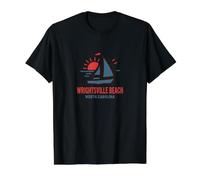 Wrightsville Beach North Carolina Sailboat Sunset Design Value Graphic T-Shirt, Men, Black, S