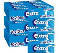 Wrigley’s Extra Sugar-free Chewing Gum | Refreshing Peppermint Flavour | Freshens Breath | With Xylitol | Helps with Oral Hygiene for Healthy Teeth & Gums | 90x 10-Packs (3 Pack)