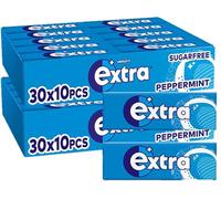 Wrigley’s Extra Sugar-free Chewing Gum | Refreshing Peppermint Flavour | Freshens Breath | With Xylitol | Helps with Oral Hygiene for Healthy Teeth & Gums | 30x 10-Packs (2 Packs)