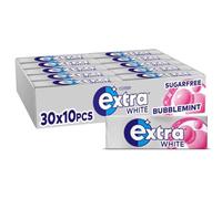 Wrigley’s Extra White Chewing Gum, Bubblemint Flavour, 30 Packs of 10 Pieces, Sugar Free Chewing Gum Bulk Pack with Xylitol, Minty Freshness (300 pieces)