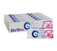 Wrigley’s Extra White Chewing Gum, Bubblemint Flavour, 30 Packs of 10 Pieces, Sugar Free Chewing Gum Bulk Pack with Xylitol, Minty Freshness (300 pieces)