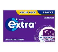 Wrigley's Extra Chewing Gum, Blueberry Flavour, 5 Packs of 10 Pieces, Sugar Free Chewing Gum Multipack with Xylitol (50 pieces)