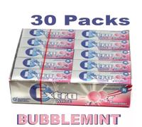 Wrigleys Extra White Bubblemint Chewing Gum Sugar Free Pack of 30 Packets x 14g