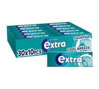 Wrigley's Extra Chewing Gum, Cool Breeze Mint Flavour, 30 Packs of 10 Pieces, Sugar Free Bulk Pack Gum with Xylitol (300 pieces)