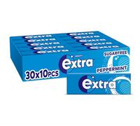 Wrigley's Extra Chewing Gum, Peppermint Flavour, 30 Packs of 10 Pieces, Sugar Free Chewing Gum Bulk Pack with Xylitol (300 pieces)