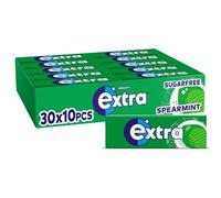 Wrigley's Extra Chewing Gum, Spearmint Flavour, 30 Packs of 10 Pieces, Sugar Free Chewing Gum Bulk Pack with Xylitol (300 pieces)