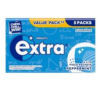 Wrigley's Extra Peppermint Chewing Gum Sugar Free Multipack, 5 x 10 Pieces
