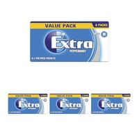 Wrigley's Extra Peppermint Chewing Gum Sugar Free Multipack, 5 x 10 Pieces (Pack of 4)