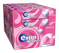 Wrigley's Extra Refreshers Chewing Gum, Bubblemint Flavour, 16 Packs of 7 Pieces, Sugar Free Chewing Gum Bulk Pack with Xylitol, Handy Box (112 pieces)