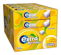 Wrigley's Extra Refreshers Chewing Gum, Tropical Flavour, 16 Packs of 7 Pieces, Sugar Free Chewing Gum Bulk Pack with Xylitol, Handy Box (112 pieces)
