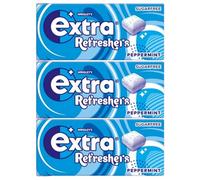 Wrigleys Extra Refreshers Sugar Free Chewing Gum, 7pc x 3, Peppermint Flavour, Strong Fresh Mint with Welari Thank You Card | (3 Pack)