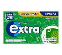 Wrigley's Extra Spearmint Sugar Free Chewing Gum Fresh Breath 5x10 Pieces