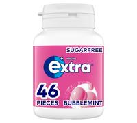 Wrigley's Extra White Bubblemint Sugar Free Chewing Gum Bottle 46 Pieces | Perfect For Stain Removal, Teeth Whitening, Sugar Free Chewing Gum, Dental Care Xylitol Gum