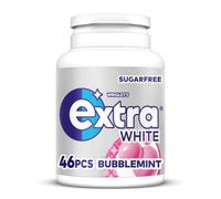 Wrigley's Extra White Chewing Gum, Bubblemint Flavour, 46 pieces, Sugar Free Chewing Gum Bottle with Xylitol